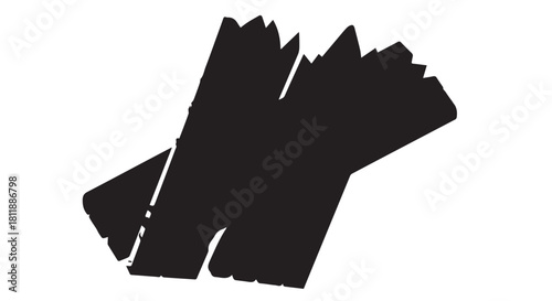 Abstract black torn shapes overlapping in a minimalist graphic composition.