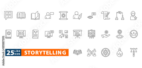 storytelling outline icon sheet