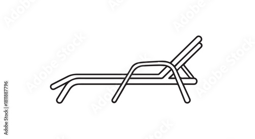 Minimalist line drawing of a reclining lounge chair for relaxation and leisure.