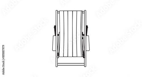 Front view of a folding outdoor deck chair with a simple frame and fabric seat.