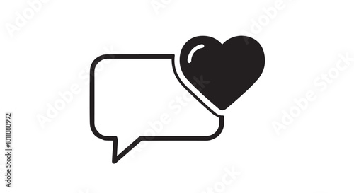 Minimal Chat Bubble with Heart Icon, Modern Communication Symbol Illustration.