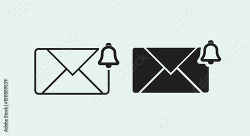 Vector icons of envelopes with notification symbols, representing messages and alerts. Perfect for UI/UX apps, email services, communication platforms, notification systems, and web interface designs.