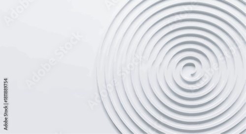 Abstract white spiral concentric circle background texture minimal clean 3D render design
