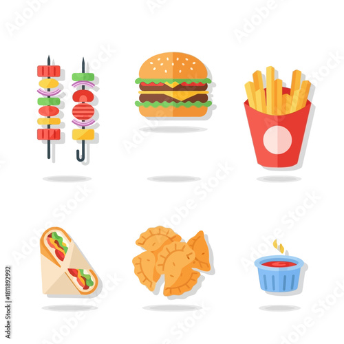 Assorted Fast Food Icons for Restaurant Menu.
