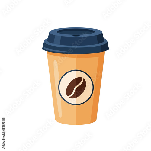 Coffee cup with coffee bean illustration.