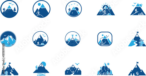 Mountain Adventure Icon for Travel and Outdoor Activities