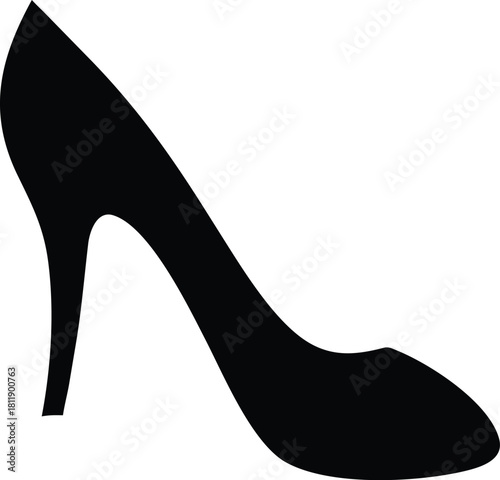 Silhouette of a high heeled shoe isolated on white