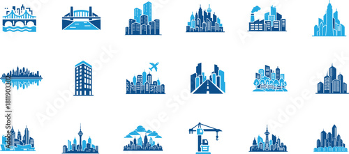 Urban City Landscape Icon for Architecture and Tourism