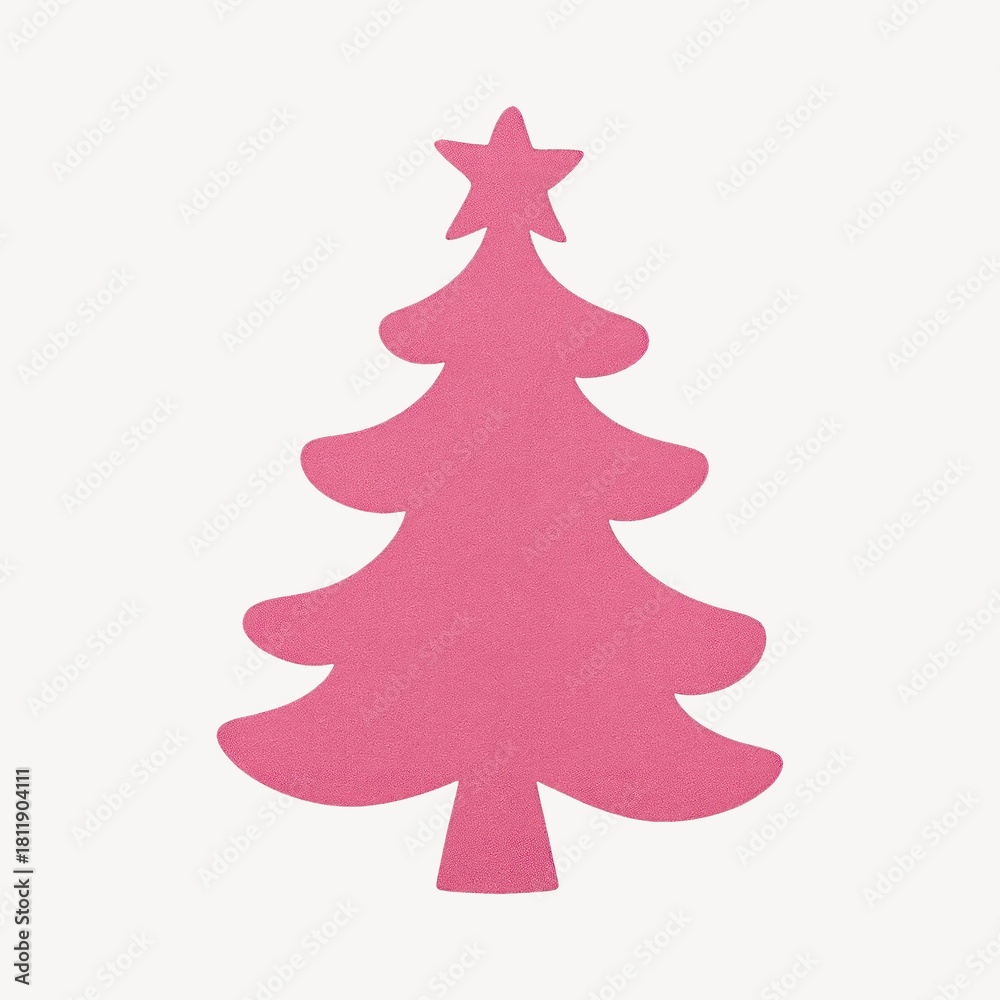 Fototapeta premium Pink Christmas tree silhouette illustration.