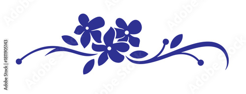 Abstract blue floral vector design illustration with a leaf, butterfly, and orchid shape pattern for spring and summer beauty