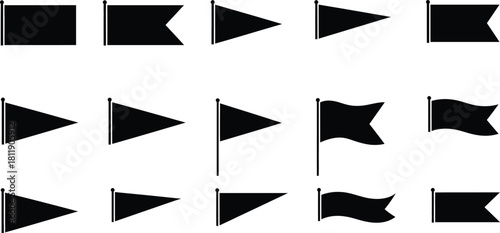 Variety of Flag Silhouettes on White Background for Graphic Design Resources