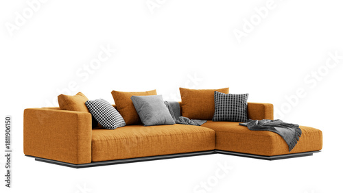 Isolated modern couch on an isolated background. Furniture for advertising, presentations, and marketing materials.
