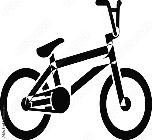 Abstract Geometric BMX Bicycle Black Silhouette Vector Illustration: Minimalist and Modern Graphic Design for Extreme Sports, Urban Cycling, and Digital Icons