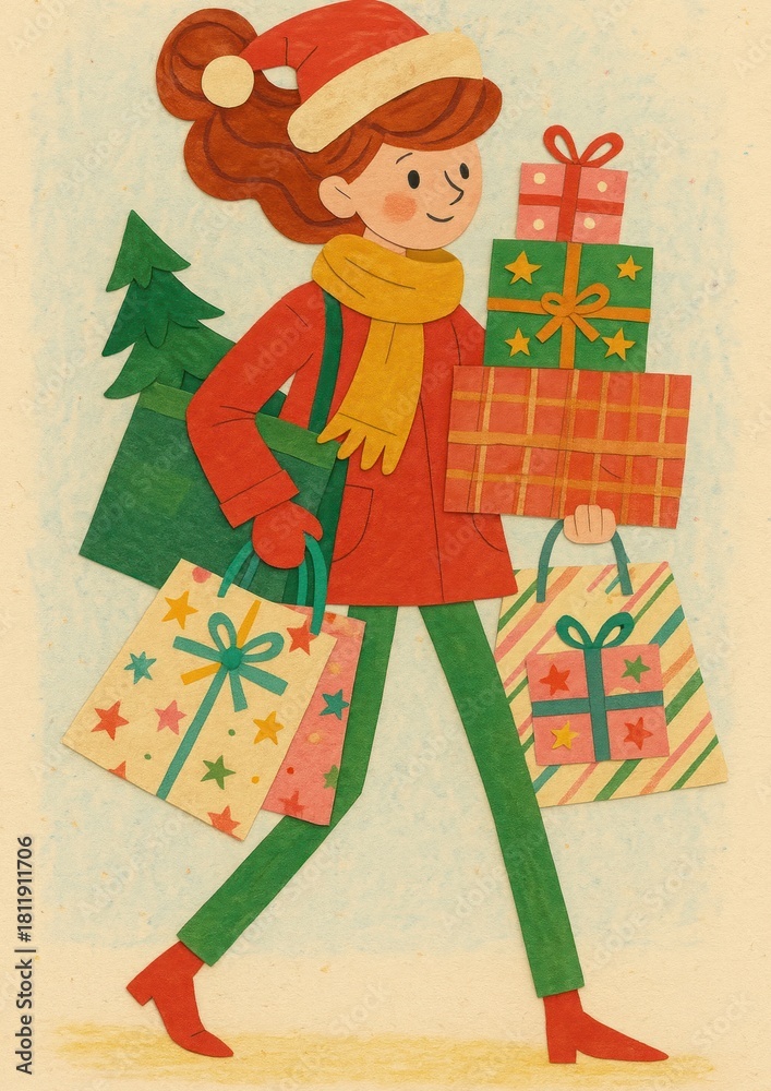 Naklejka premium Festive shopping holiday cheer