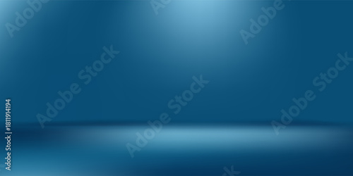 Gradient Blue abstract background. Smooth Dark blue with  light vignette Studio.