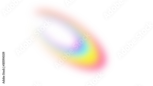 Soft multi-colored rainbow light streak lens flare effect with vibrant color gradient on a transparent background.