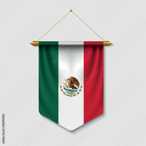 Realistic Mexican Flag Pennant Hanging