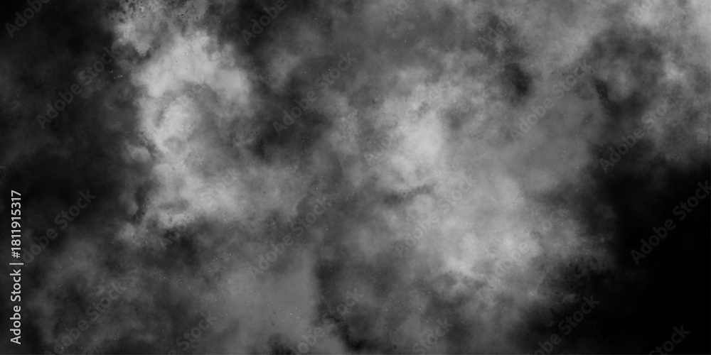 Fototapeta premium Cloud, fog, or smoke isolated on black background. abstract soft textured white and black background with gray speckles, smoke background and dense fog grunge smog texture art design. 