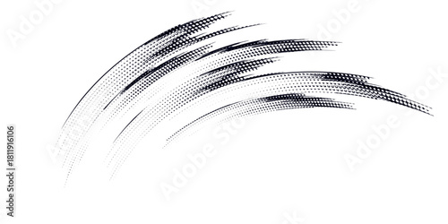 Tire tread marks, wheel textures, tire marks - car racing, motocross, drift, rally, off-road and others. Vector black isolated texture in grunge style