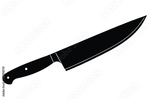Sharp chef knife silhouette for cooking and food preparation