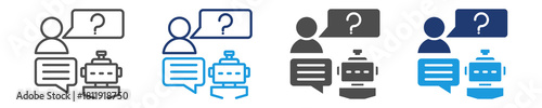 faq chatbot icon set multiple style