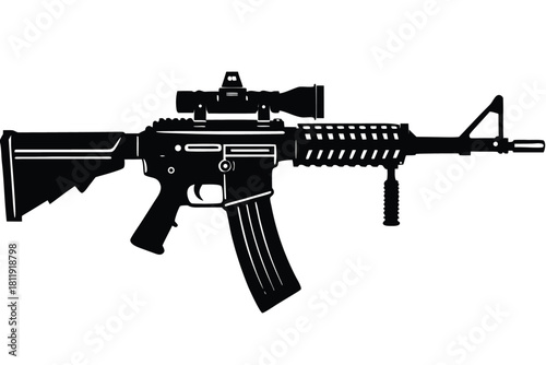 Assault rifle with scope and vertical grip silhouette