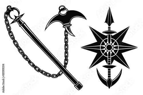Collection of nautical weapon and symbol silhouettes