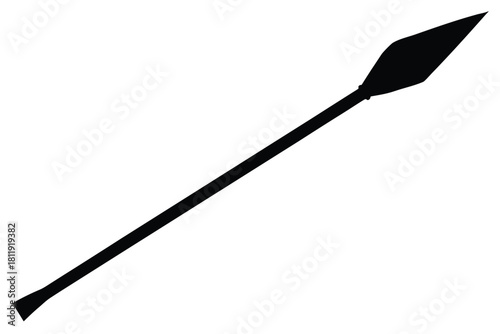 Simple black silhouette of a spear on a white background