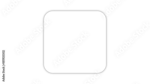 Isolated Blank White Square Frame with Rounded Corners and Subtle Drop Shadow on Transparent Background UI Design Element
