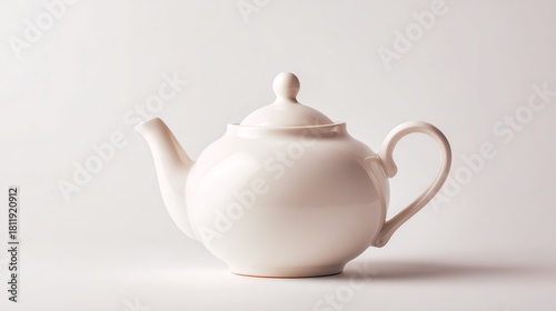 A minimalist white teapot on a clean surface, perfect for tea lovers and culinary art.