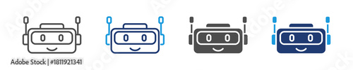 chatbot face icon set multiple style