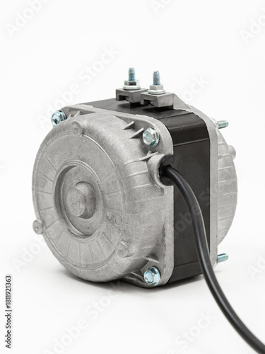 Steel motor on a white background.