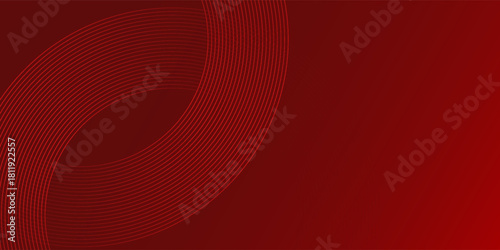 Abstract red background with glowing curve lines. Modern shiny red gradient geometric circle lines pattern. Futuristic concept. Suit for banner, brochure, poster, presentation, cover, website