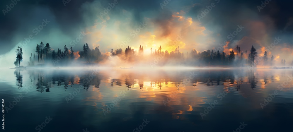 Fototapeta premium a light lake,generative AI