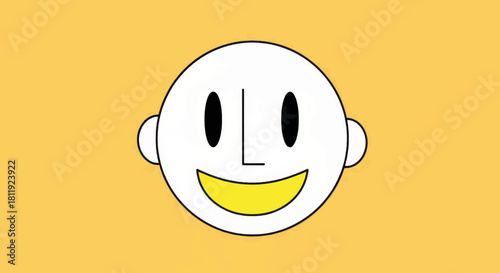 A simple smiling face icon. Minimalist flat design character expressing happiness. Vector illustration of a positive emotion.