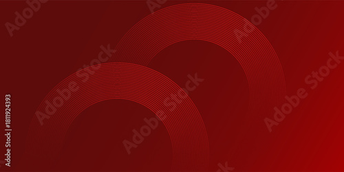 Abstract red background with glowing curve lines. Modern shiny red gradient geometric circle lines pattern. Futuristic concept. Suit for banner, brochure, poster, presentation, cover, website