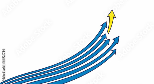 Arrows moving up in a concept of growth and success. Leadership and innovation vector illustration. Flat design graphic element