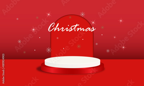 Red gradient podium for product presentation or advertising.