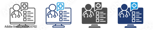 virtual doctor icon set multiple style