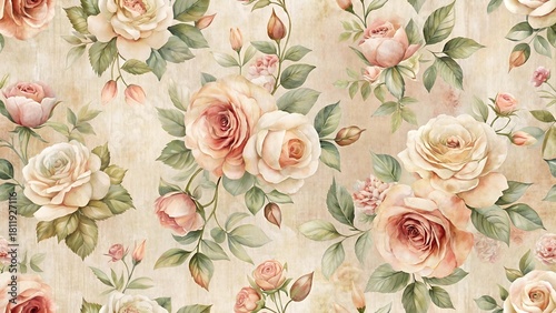 Vintage rose floral pattern