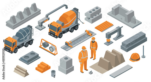 Skilled potter crafting clay vase on wheel in isometric design