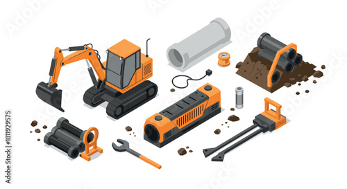 Isometric pottery crafting scene with potter shaping clay on wheel