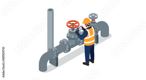 Isometric car repair scene with mechanics, tools, and equipment