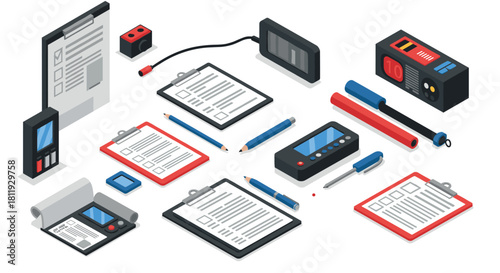 Creative workspace isometric art of pottery and craft tools in earth tones