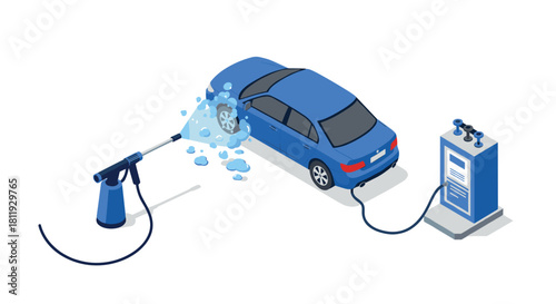 Isometric pottery workshop with people crafting clay pots and sculptures