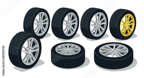 Ceramic pottery workshop set with modern isometric shelving and tools