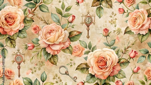 Rose and key pattern