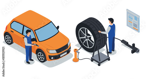 Pottery workshop isometric design with artisans crafting ceramic pottery in a studio