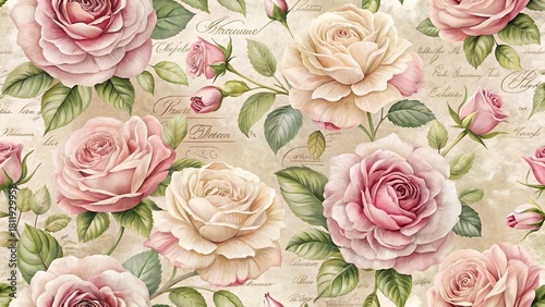 Pink rose floral print