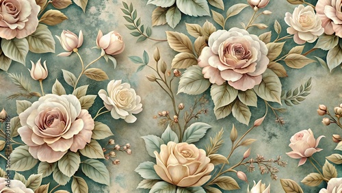 Muted floral rose print